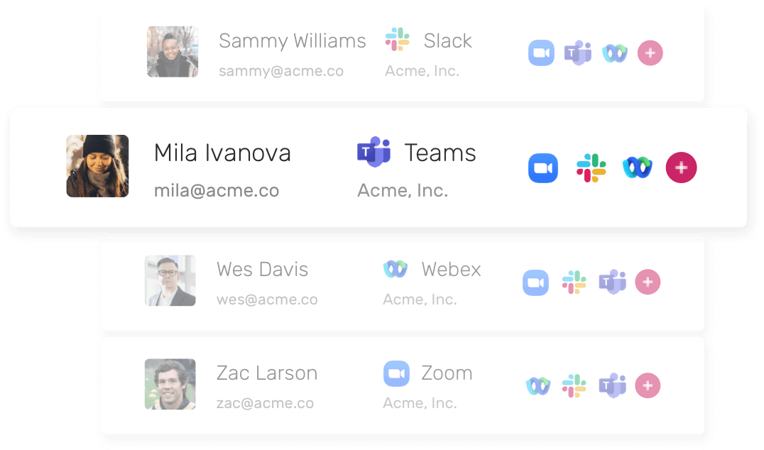 User sync - Microsoft Teams, Slack, Webex, Zoom